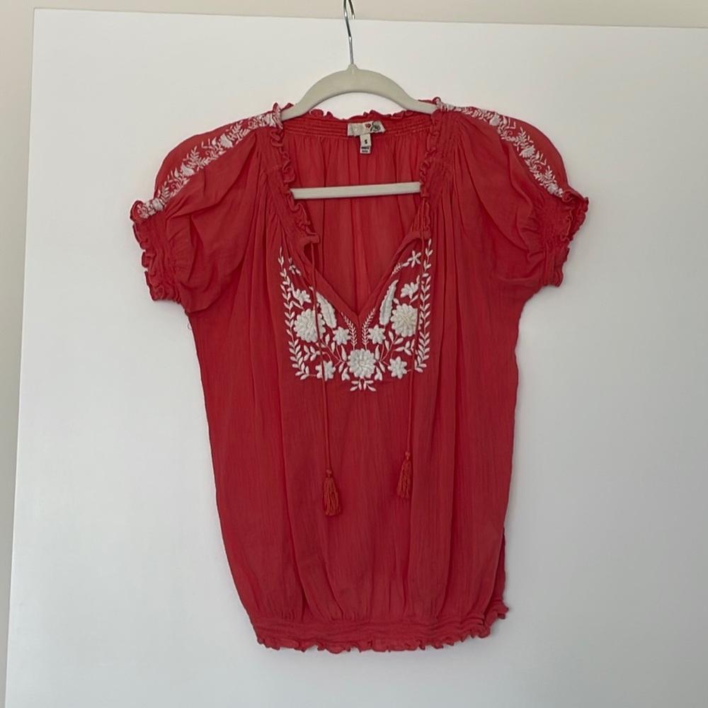 Joie size S pink and white blouse in boho style